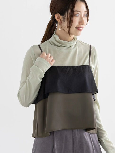 Te chichi「オーガンジー&サテンキャミブラウス」|シャツ・ブラウス|チャコールグレー