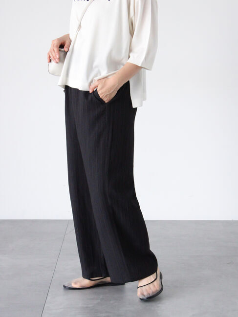 Lugnoncure「ストライプジャカードイージーパンツ」|その他|ブラック