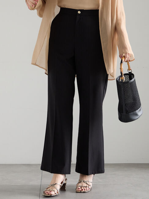 Te chichi「【松井愛莉着用】ドライダブルクロスフレアストレートパンツ」|その他|ブラック