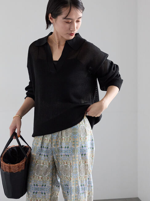 Te chichi「メッシュスキッパーポロニット」|ニット・セーター|ブラック