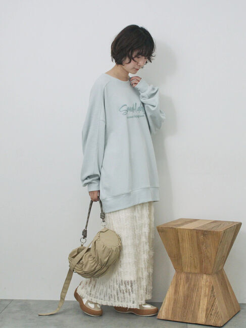 Samansa Mos2 blue「フリンジレーススカート」|スカート|