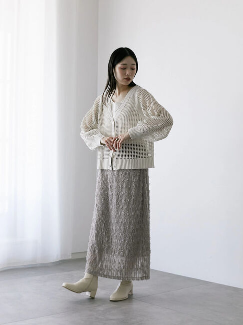 Samansa Mos2 blue「フリンジレーススカート」|スカート|