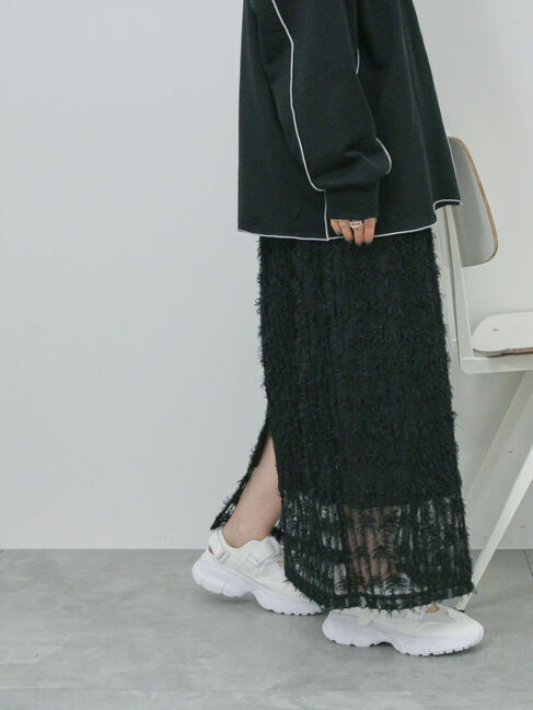 Samansa Mos2 blue「フリンジレーススカート」|スカート|