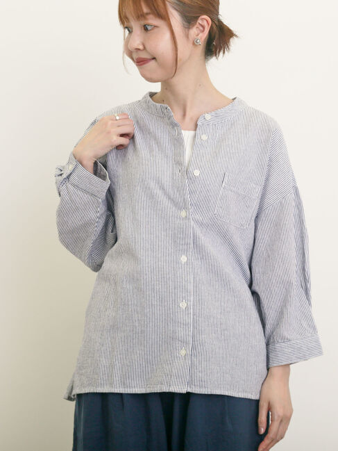 Samansa Mos2「バンドカラーゆるシャツ」|シャツ・ブラウス|