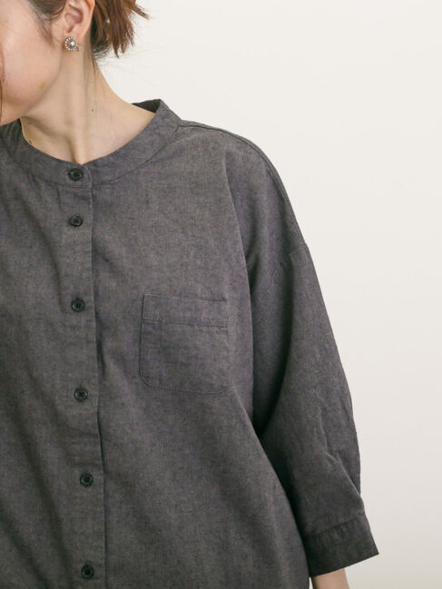 Samansa Mos2「バンドカラーゆるシャツ」|シャツ・ブラウス|