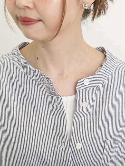 Samansa Mos2「バンドカラーゆるシャツ」|シャツ・ブラウス|