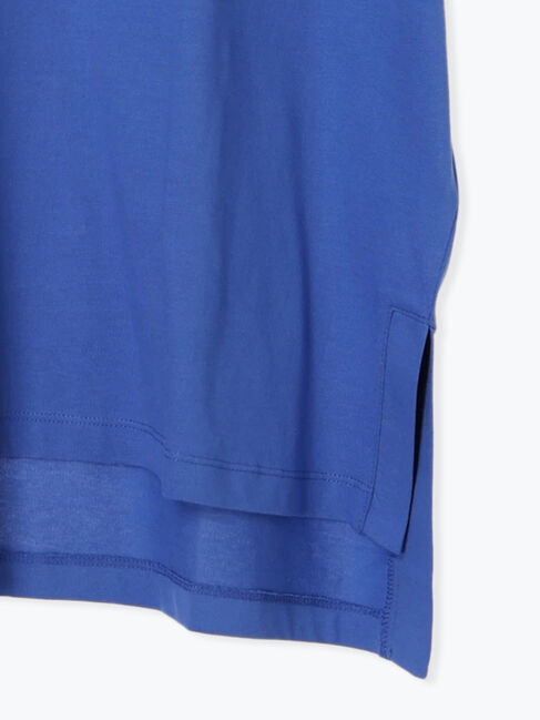 Samansa Mos2 blue「ロゴ刺繍フレンチスリーブTシャツ」|Tシャツ・カットソー|