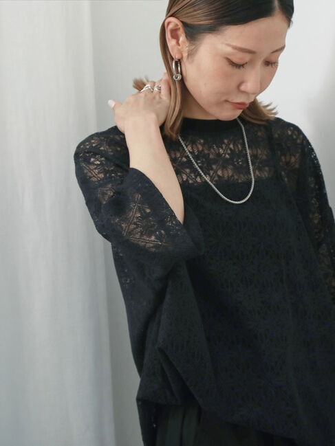 Samansa Mos2 blue「レースTシャツ」|Tシャツ・カットソー|
