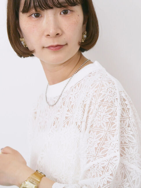 Samansa Mos2 blue「レースTシャツ」|Tシャツ・カットソー|