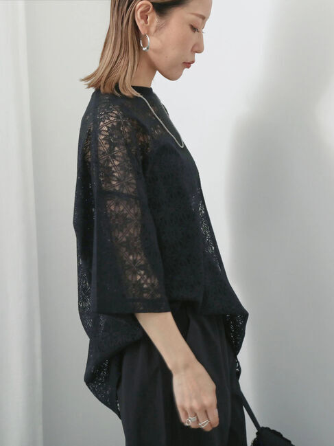 Samansa Mos2 blue「レースTシャツ」|Tシャツ・カットソー|