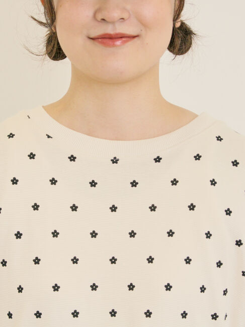 Samansa Mos2「リップル柄アソート袖シャーリングカットソー」|Tシャツ・カットソー|