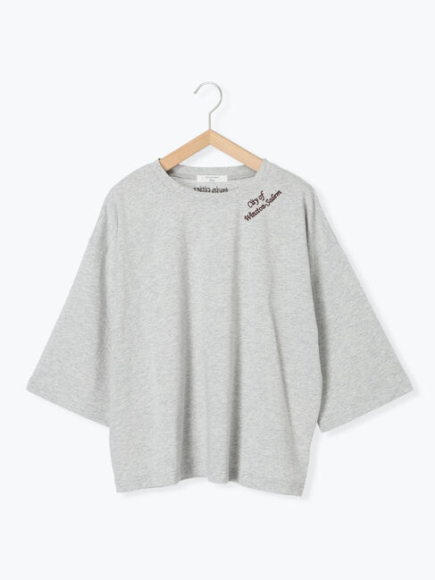 Samansa Mos2 blue「チェーン刺繍7分袖プルオーバー」|Tシャツ・カットソー|