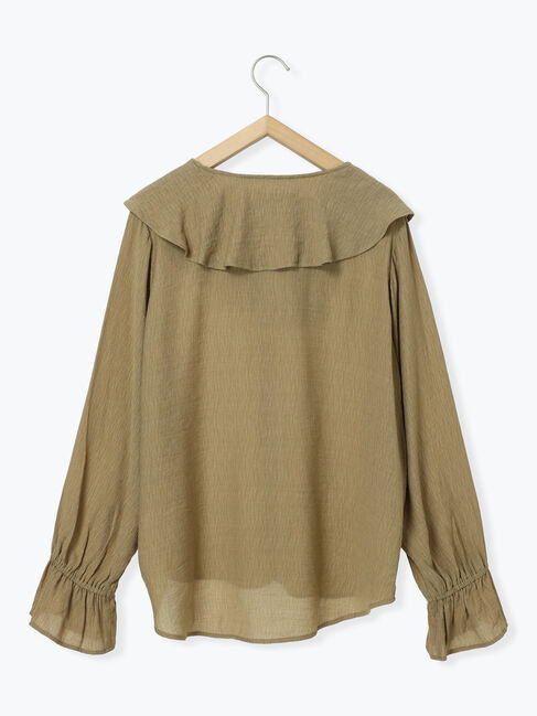 Samansa Mos2 blue「ラッフルカラーブラウス」|シャツ・ブラウス|