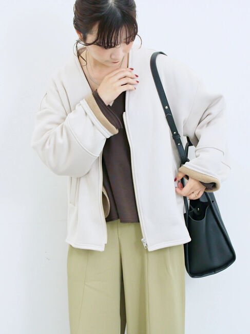 Samansa Mos2 blue「【マシンウォッシャブル】マルチスタイルボンディングブルゾン」|ブルゾン・スタジャン|