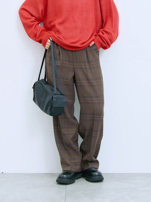 Samansa Mos2 blue「カチオン染めチェックパンツ」|その他|