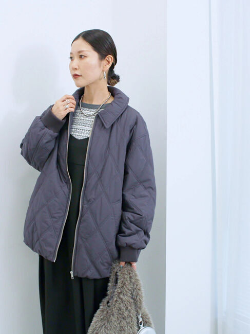 Samansa Mos2 blue「バルーンキルトジャケット」|その他|