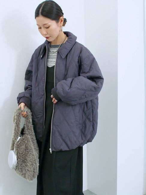 Samansa Mos2 blue「バルーンキルトジャケット」|その他|