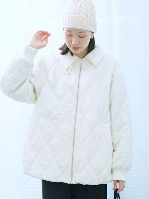 Samansa Mos2 blue「バルーンキルトジャケット」|その他|