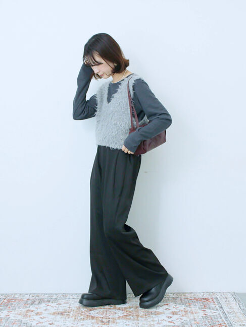 Samansa Mos2 blue「ラメリブプルオーバー」|Tシャツ・カットソー|