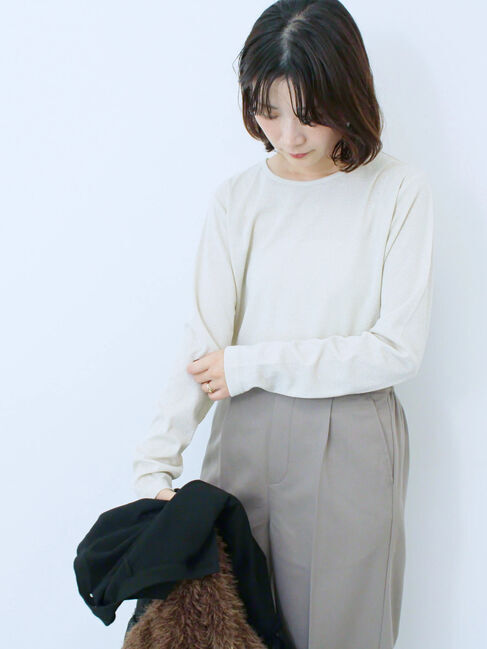 Samansa Mos2 blue「ラメリブプルオーバー」|Tシャツ・カットソー|