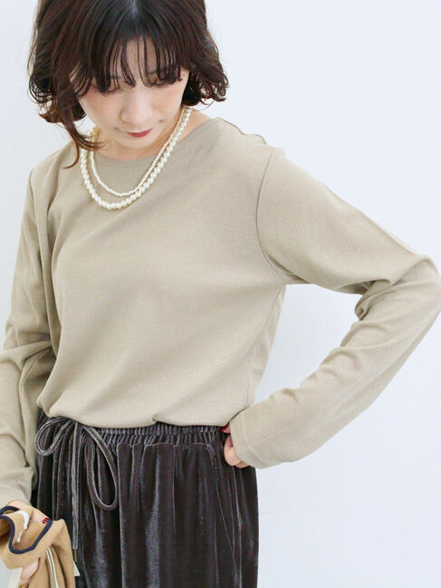 Samansa Mos2 blue「ラメリブプルオーバー」|Tシャツ・カットソー|