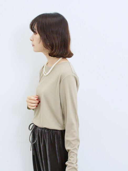 Samansa Mos2 blue「ラメリブプルオーバー」|Tシャツ・カットソー|