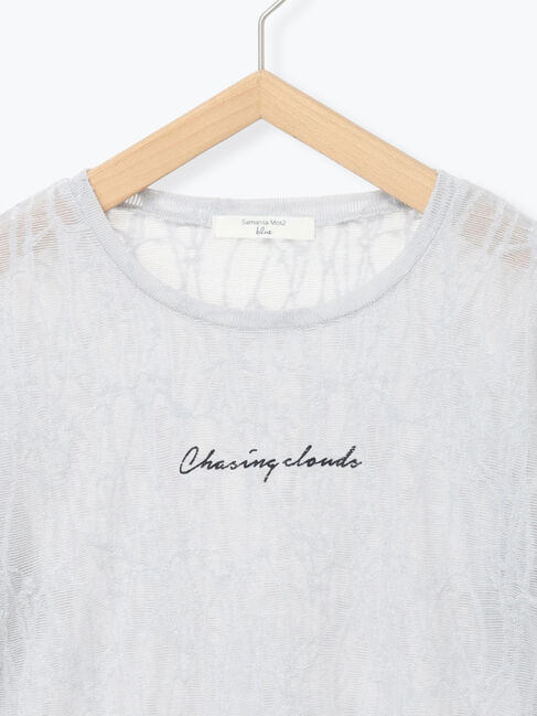 Samansa Mos2 blue「シアージャガードロゴ入りプルオーバー」|Tシャツ・カットソー|