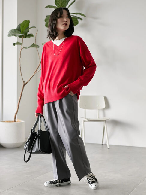 Samansa Mos2 blue「◎Vネックニットプルオーバー」|ニット・セーター|