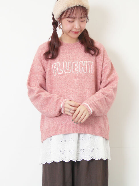 Samansa Mos2「ロゴ刺繍プルオーバーニット」|ニット・セーター|