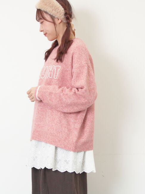 Samansa Mos2「ロゴ刺繍プルオーバーニット」|ニット・セーター|