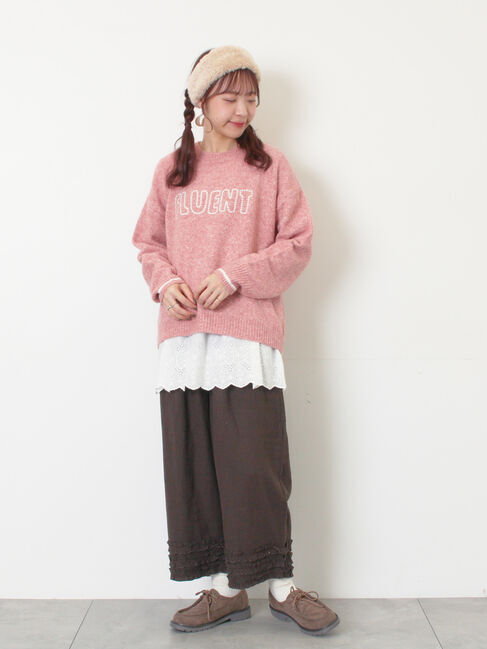 Samansa Mos2「ロゴ刺繍プルオーバーニット」|ニット・セーター|