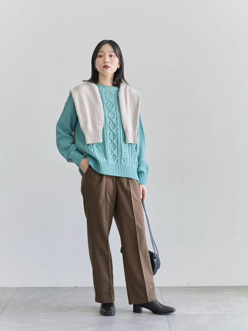 Samansa Mos2 blue「ヘリンボーンストレートパンツ」|その他|