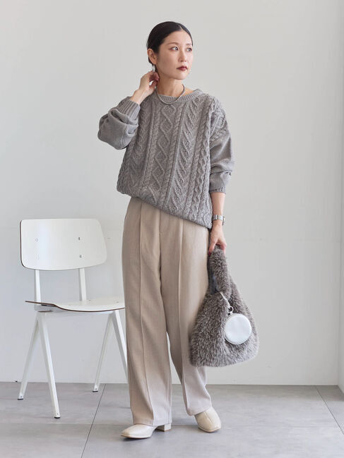 Samansa Mos2 blue「ヘリンボーンストレートパンツ」|その他|