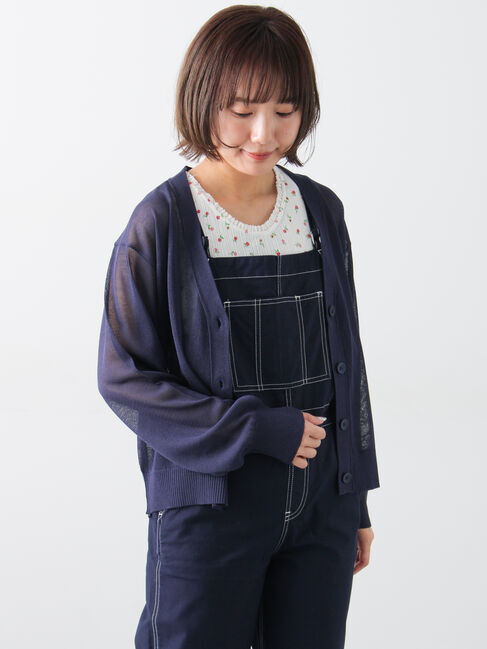 Samansa Mos2「ペーパーライクニットカーディガン」|カーディガン|ネイビー