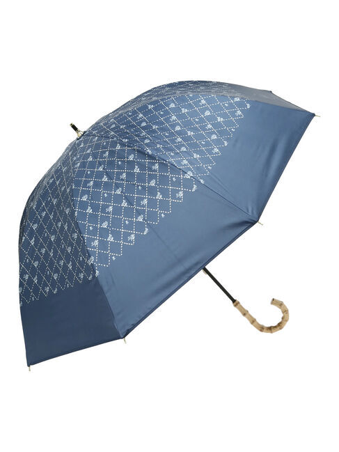Samansa Mos2「【UVカット/晴雨兼用】バンブーハンドルショート傘」|その他|ネイビー
