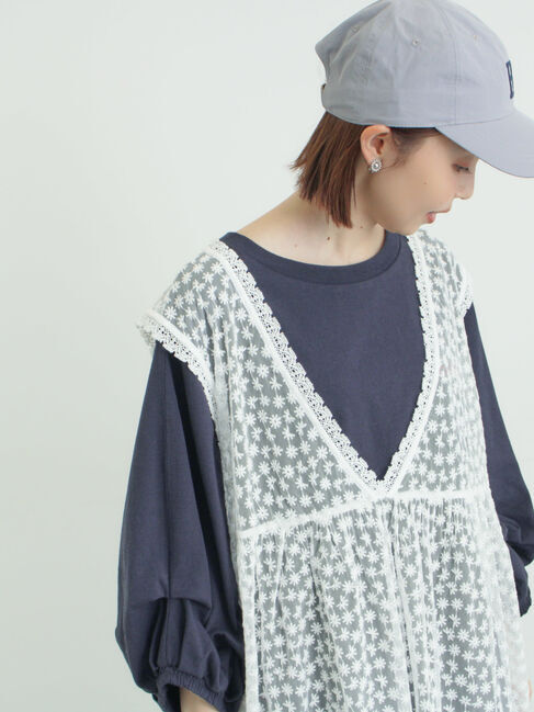 Samansa Mos2「チュール刺繍前後2WAYノースリワンピース」|ワンピース|