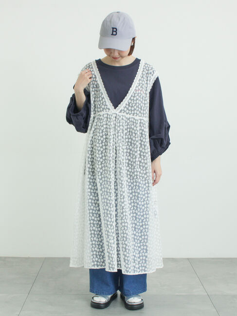 Samansa Mos2「チュール刺繍前後2WAYノースリワンピース」|ワンピース|