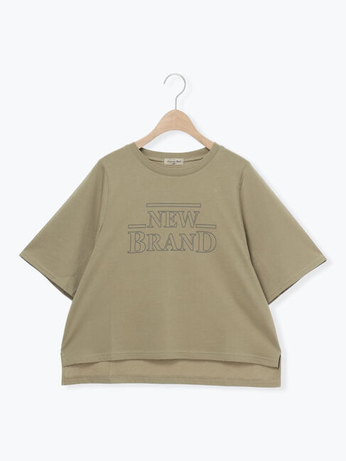 Samansa Mos2「シルケット天竺ワイドアームプリントTシャツ」|Tシャツ・カットソー|カーキ