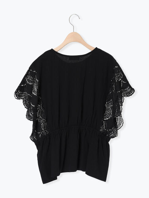 Samansa Mos2「カットワーク刺繍ドッキングTシャツ」|Tシャツ・カットソー|