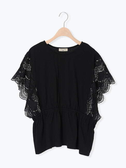 Samansa Mos2「カットワーク刺繍ドッキングTシャツ」|Tシャツ・カットソー|