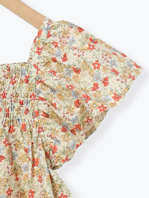 Samansa Mos2 Lagom「シャーリング花柄ワンピース」|ワンピース|