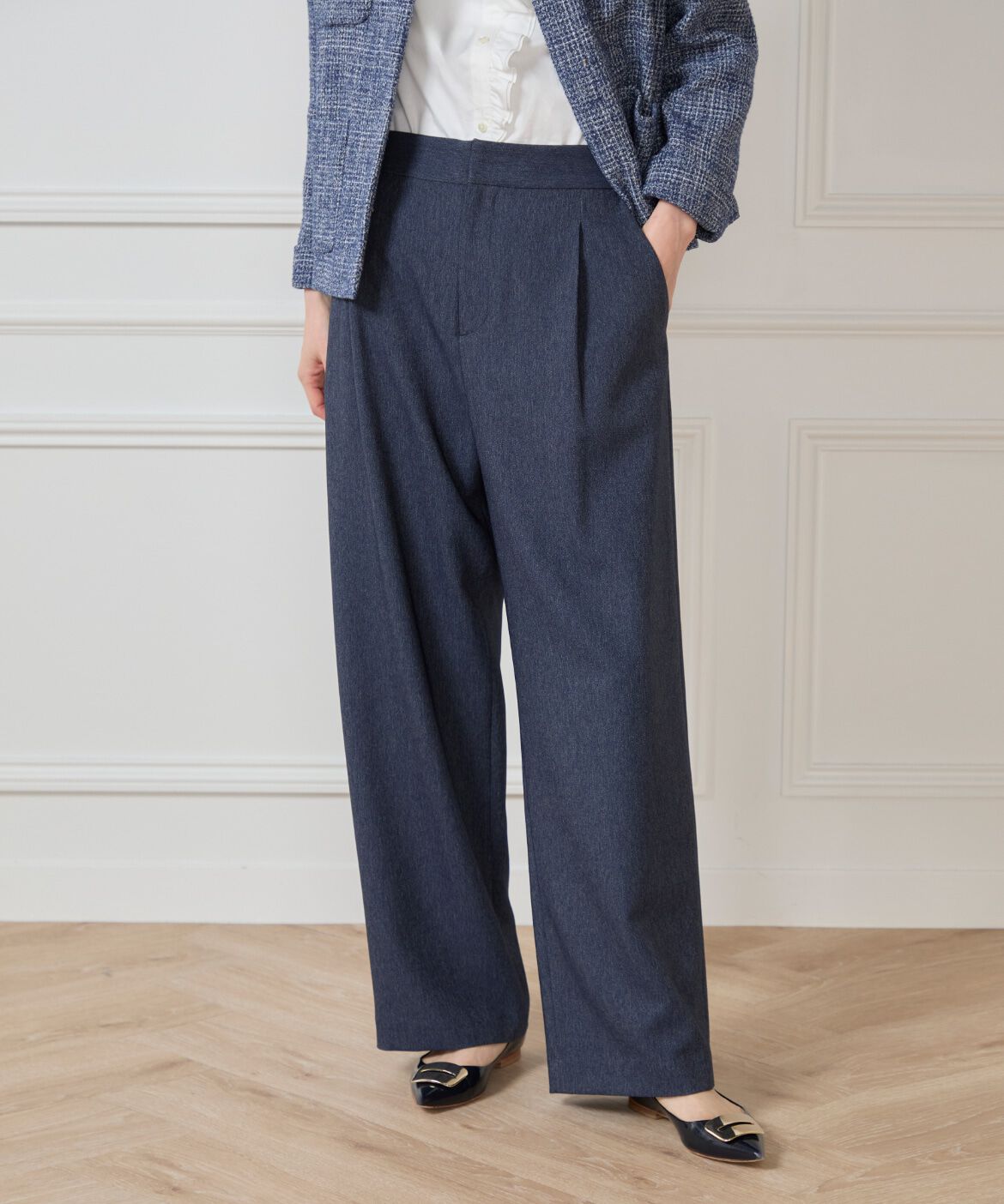 7-IDconcept.「デニムライクワイドパンツ」|その他|ネイビー