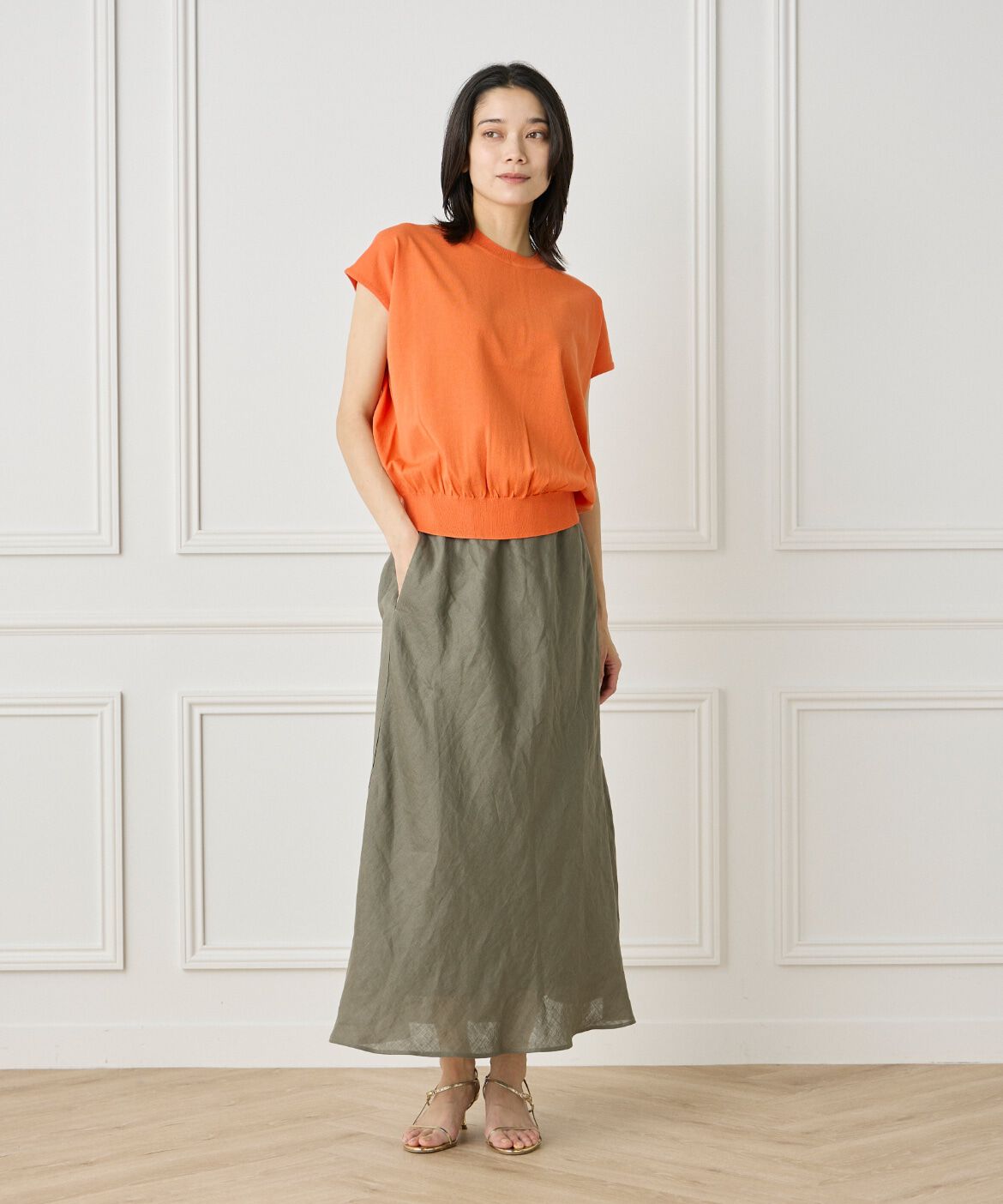 INED「《大きいサイズ》フレンチスリーブニットプルオーバー」|ニット・セーター|