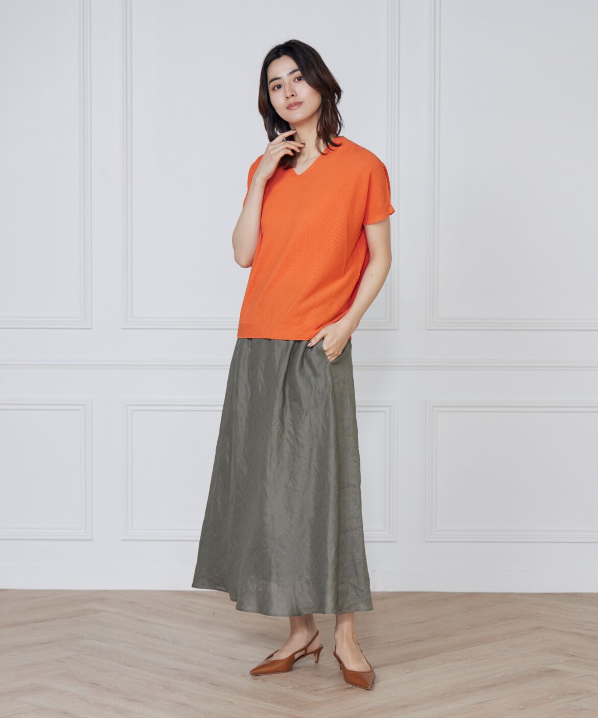 INED「《WEB限定》鹿の子編みVネックサマーニット《Cuoo》」|ニット・セーター|