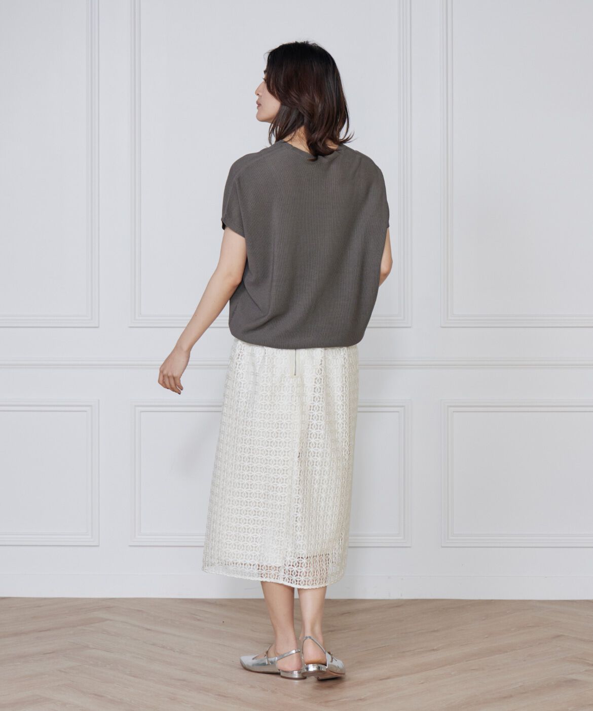 INED「《WEB限定》鹿の子編みVネックサマーニット《Cuoo》」|ニット・セーター|