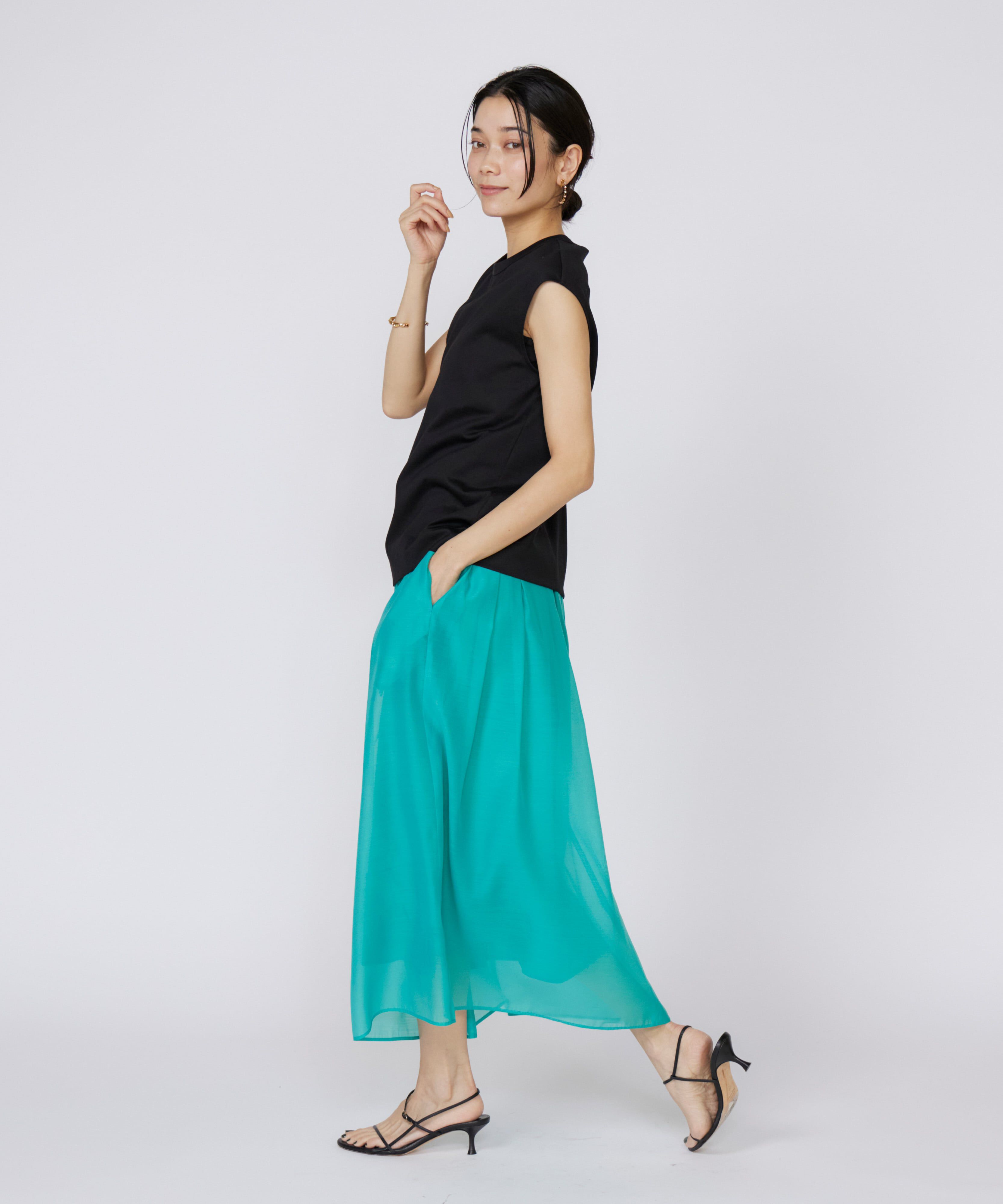 INED「《大きいサイズ》フレンチスリーブトップス」|Tシャツ・カットソー|