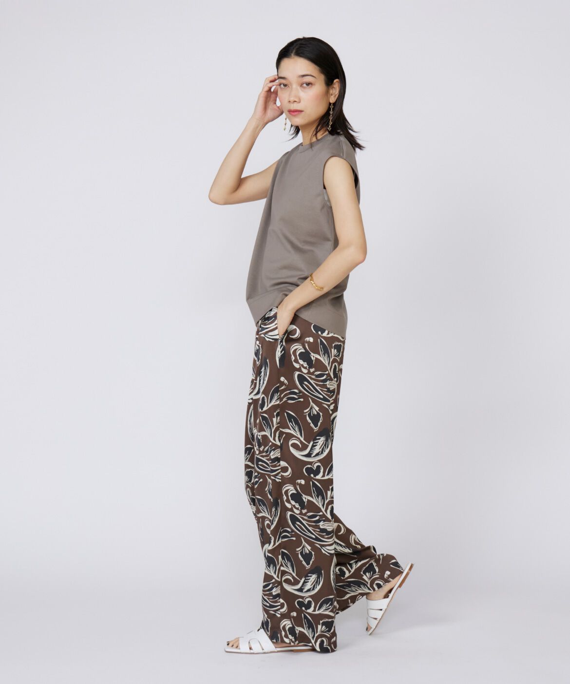 INED「《大きいサイズ》フレンチスリーブトップス」|Tシャツ・カットソー|