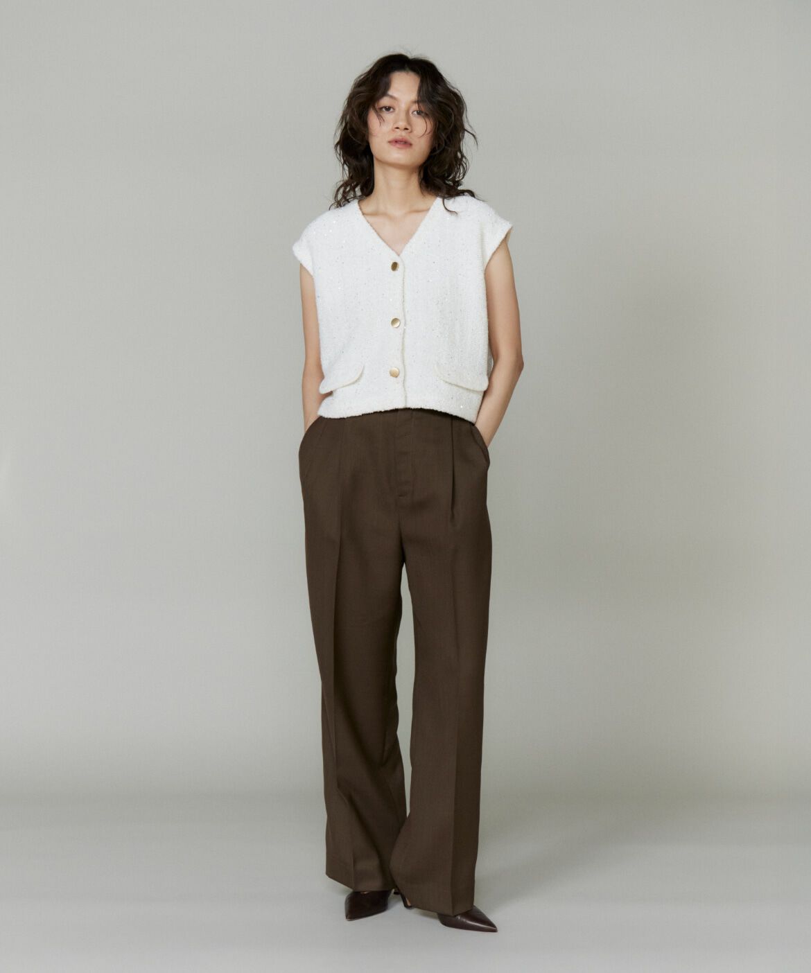 INED「ツイード風ジレ」|ダウンベスト・ベスト|