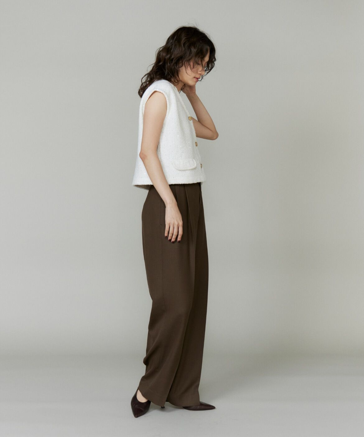 INED「ツイード風ジレ」|ダウンベスト・ベスト|