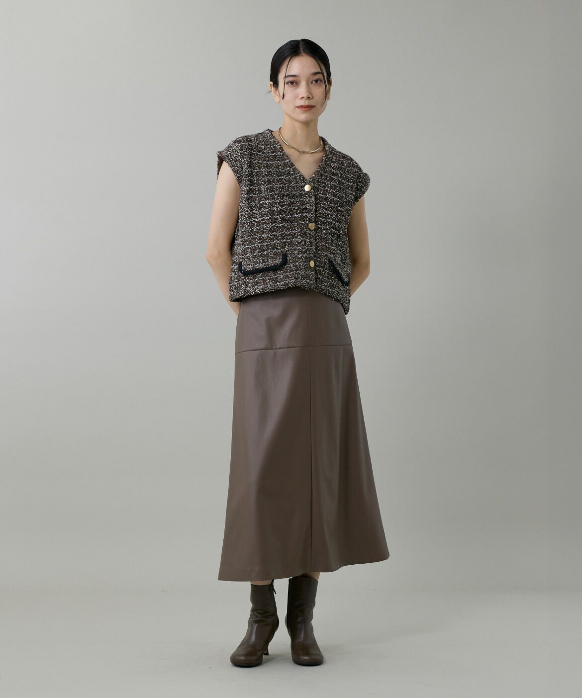 INED「ツイード風ジレ」|ダウンベスト・ベスト|